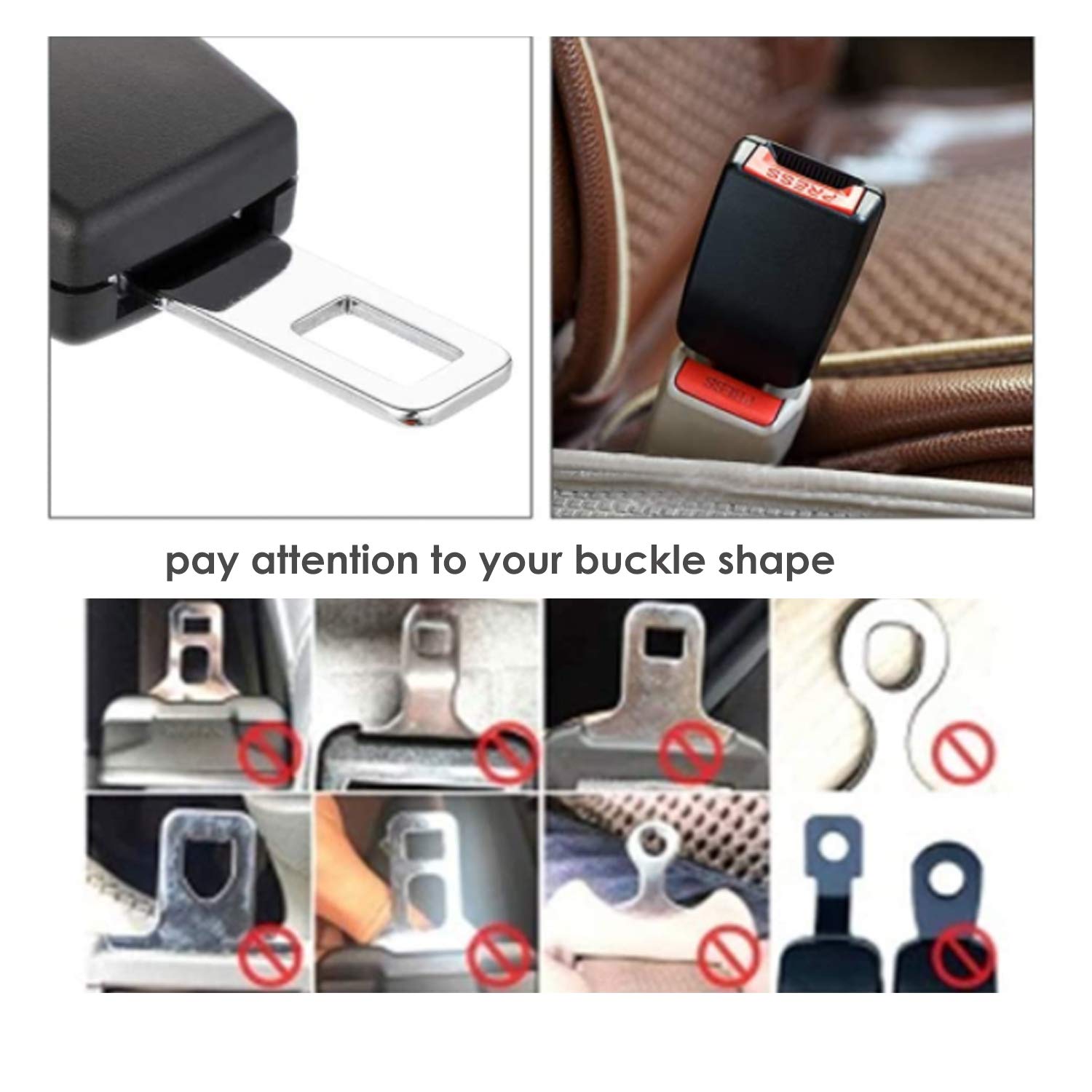 2Pc Universal Car Seat Belt Buckle Extension Clip with Alarm Stopper - Image 5