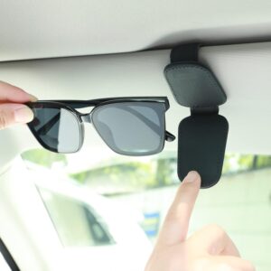 Sunglasses Holder for Car  Magnetic PU Leather Glasses Clip with Card Holder