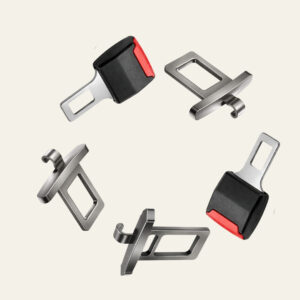 3 Pc Alloy Metal Car Seat Belt Lock with Hook & 2 Pc Car Seat Belt Buckle Extension Clip Combo Set