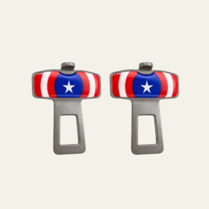 2 Pc Captain America Shield Style Seat Belt Hook & Extender Pair