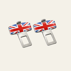 2 pc Union Jack Car Seat Belt Buckle Alarm Stopper Clip with Hook Lock