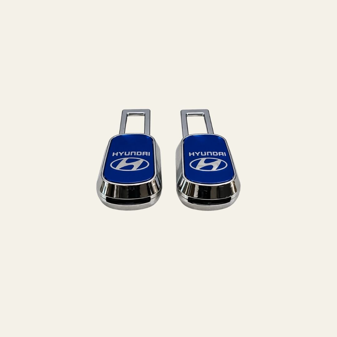 2 Pc Premium Silver Finish Limited Edition Hyundai Car Belt Buckle - Image 5