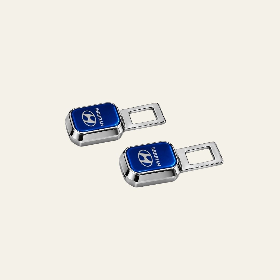 2 Pc Premium Silver Finish Limited Edition Hyundai Car Belt Buckle - Image 3